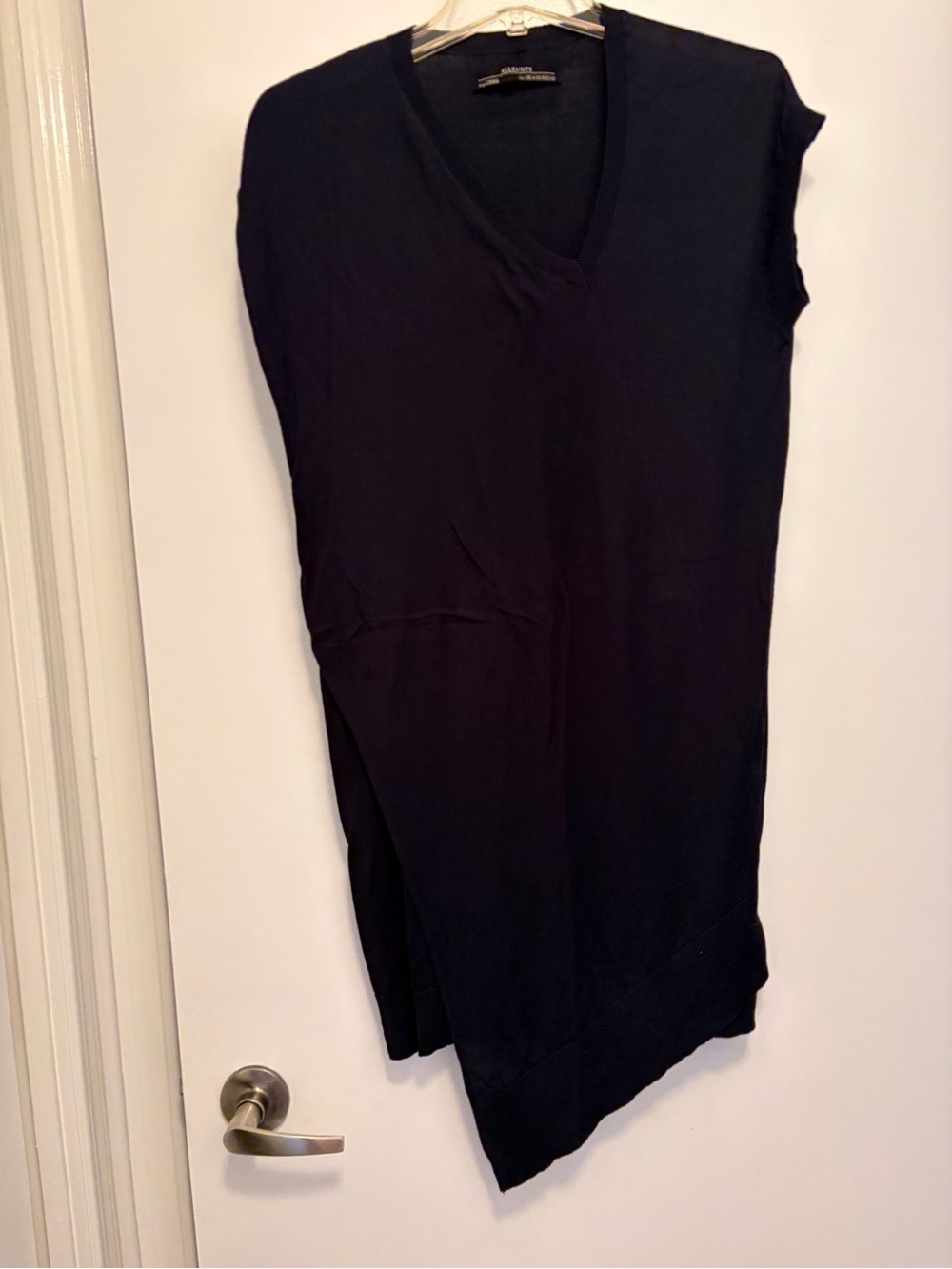 AllSaints navy V-neck Sleeveless asymmetrical Top or mini dress